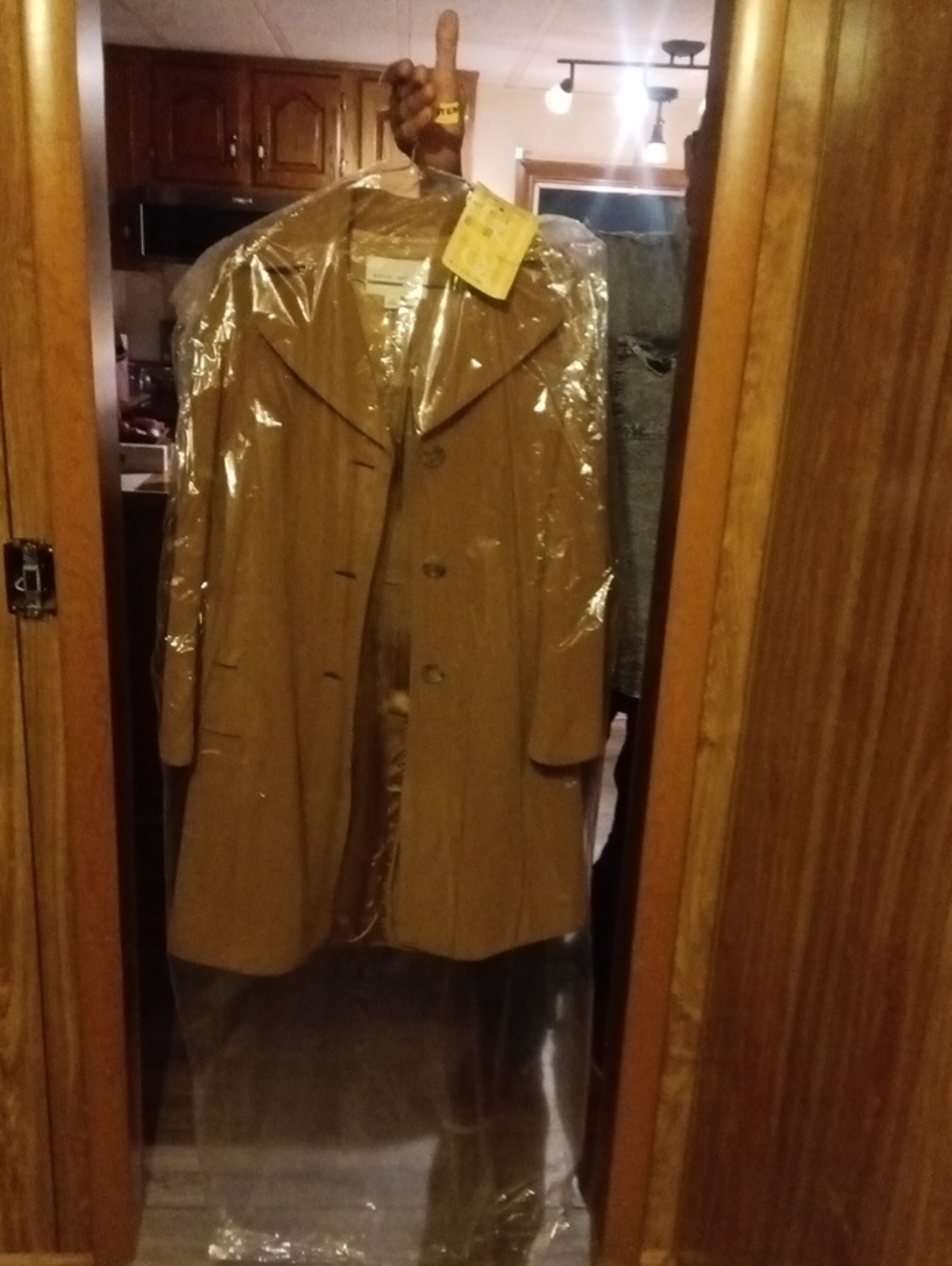 Wool-Blend Camel Coat with Shawl Collar